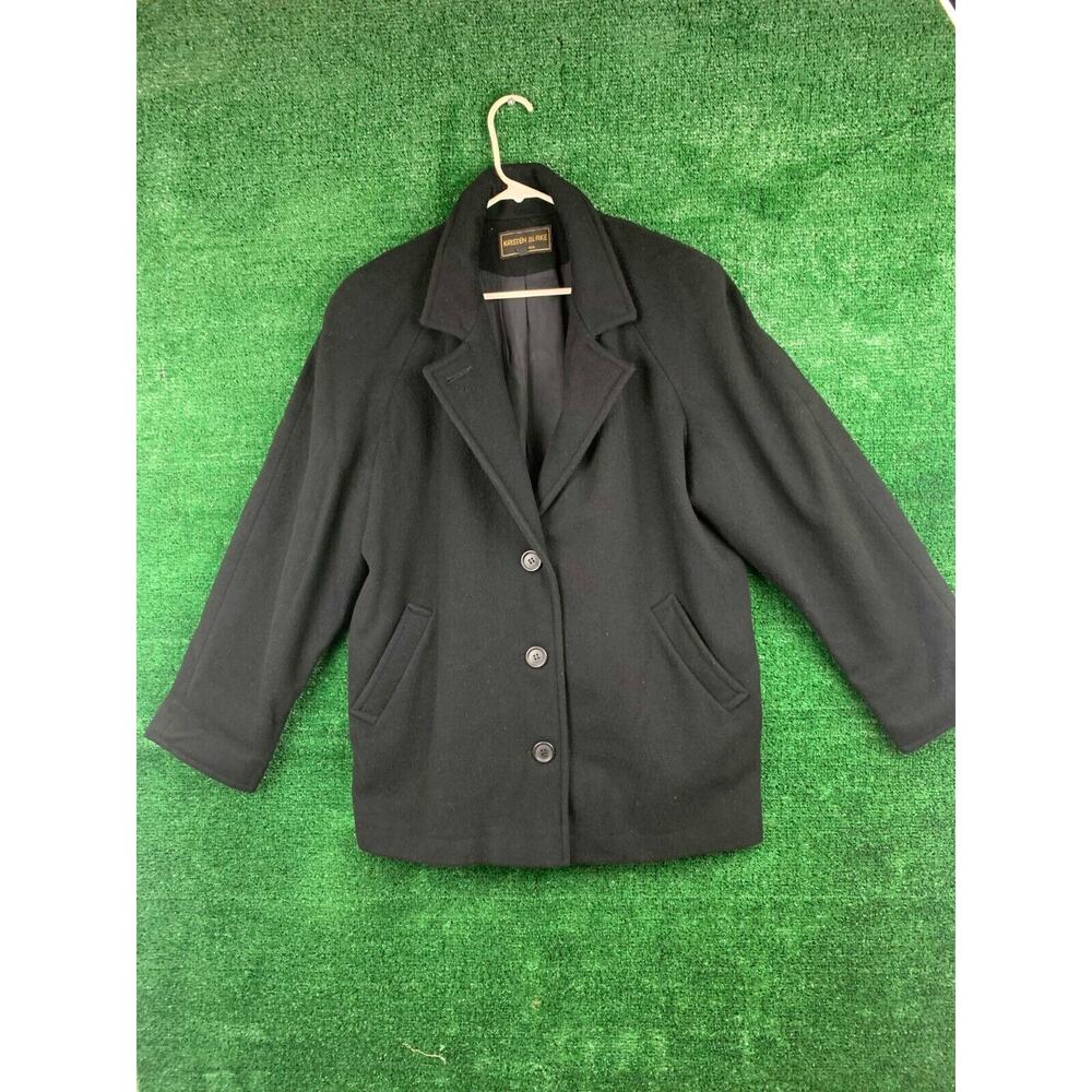 Kristen Blake Wool Nylon Blend Pea Coat Jacket Classic Black Women's Medium
